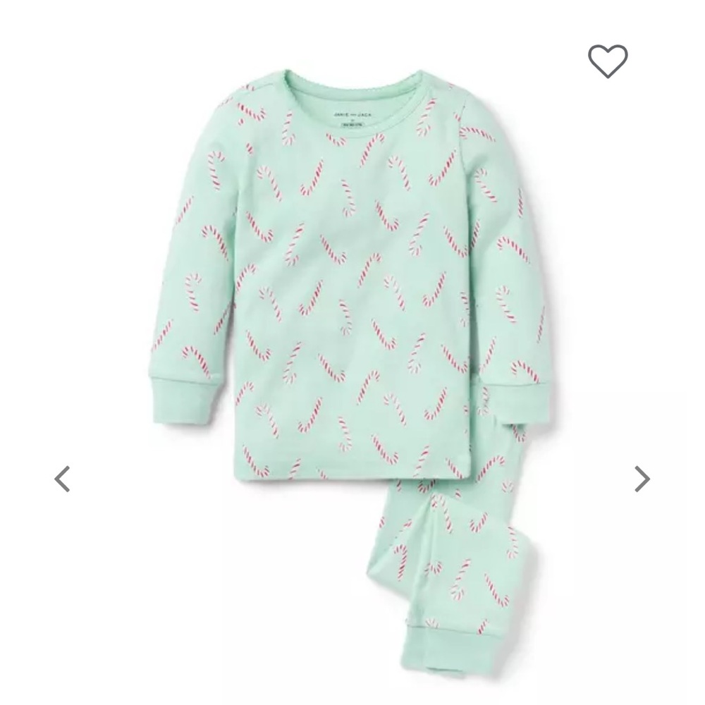 Janie and Jack Mint Pajama Set with Candy Cane Print NWT